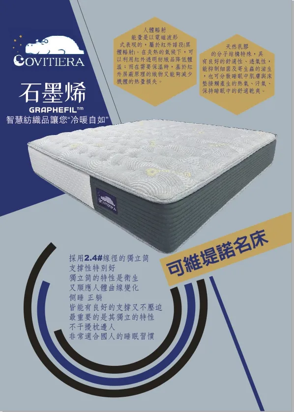 石墨稀導熱床墊 可維堤諾 – 高透氣人體工學支撐